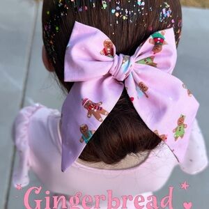 Gingerbread Pink Hair Bow for Kids